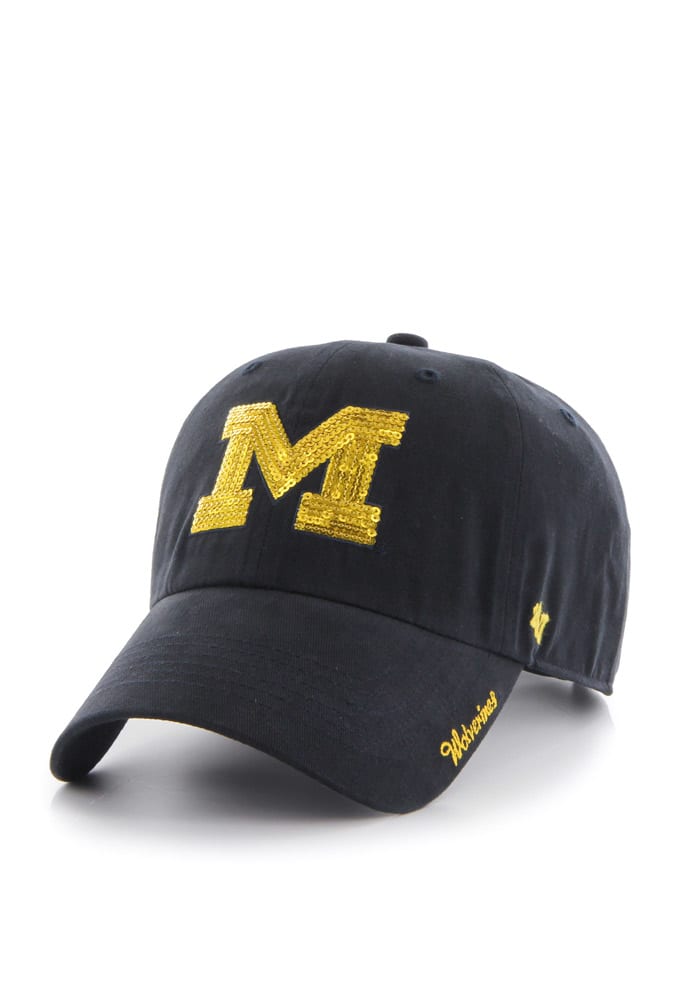 47 Michigan Wolverines Navy Blue Sparkle Clean Up Womens Adjustable Hat