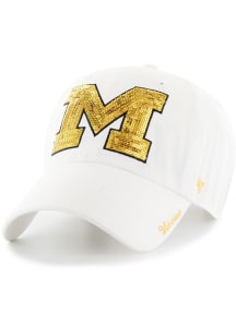 47 Michigan Wolverines White Sparkle Clean Up Womens Adjustable Hat