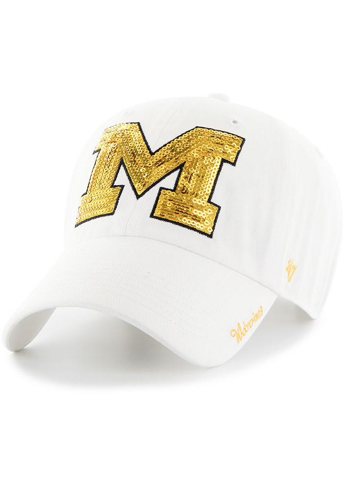 47 Michigan Wolverines White Sparkle Clean Up Womens Adjustable Hat
