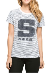 47 Penn State Nittany Lions Womens White Sparkle Stripe Short Sleeve Crew T-Shirt