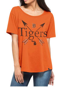 47 Detroit Tigers Womens Orange Boyfriend Short Sleeve Scoop
