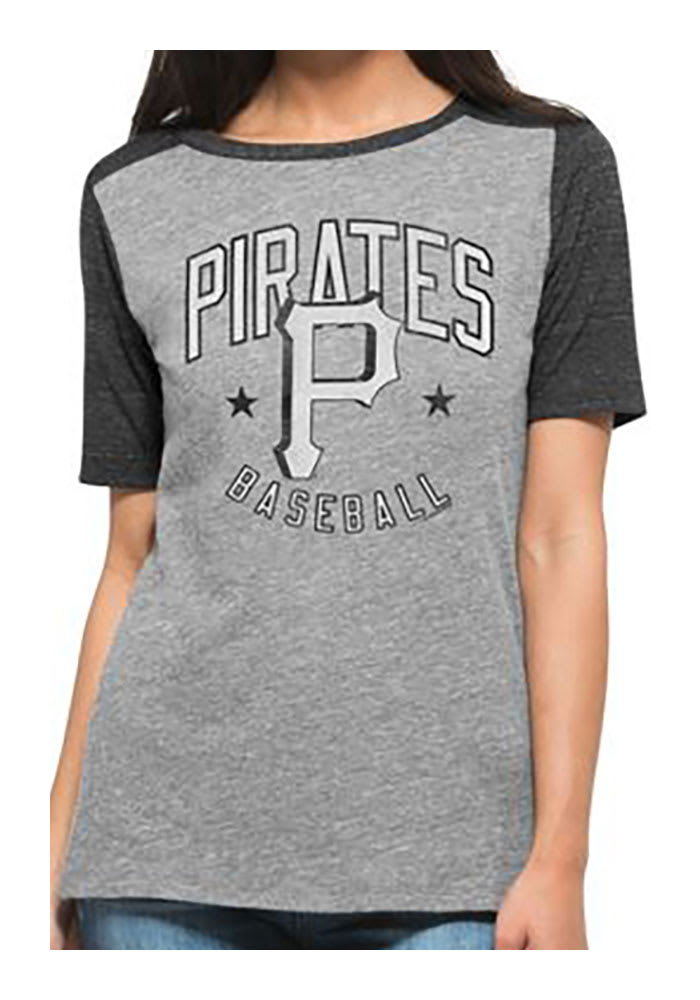 47 Pittsburgh Pirates Womens Grey Empire Short Sleeve Crew T-Shirt