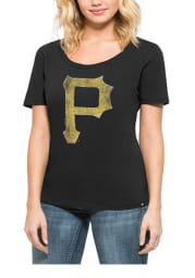 47 Pittsburgh Pirates Womens Black Runback Scoop T-Shirt
