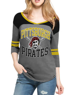 47 Pittsburgh Pirates Womens Charcoal Replay Rush Long Sleeve T-Shirt