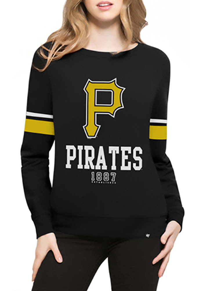 47 Pittsburgh Pirates Womens Black Throwback Crew Sweatshirt