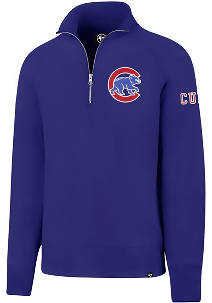 Buy the Mens Blue Long Sleeve 1/4 Zip Chicago Cubs Athletic Pullover Jacket  Size M