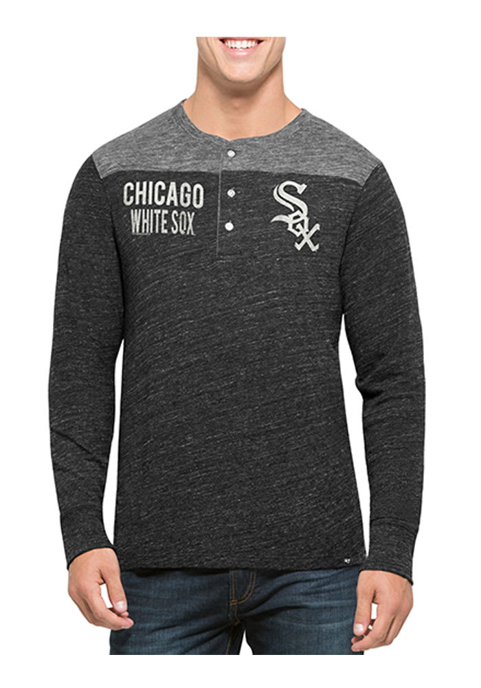 47 Chicago White Sox Black Neps Henley Long Sleeve Fashion T Shirt