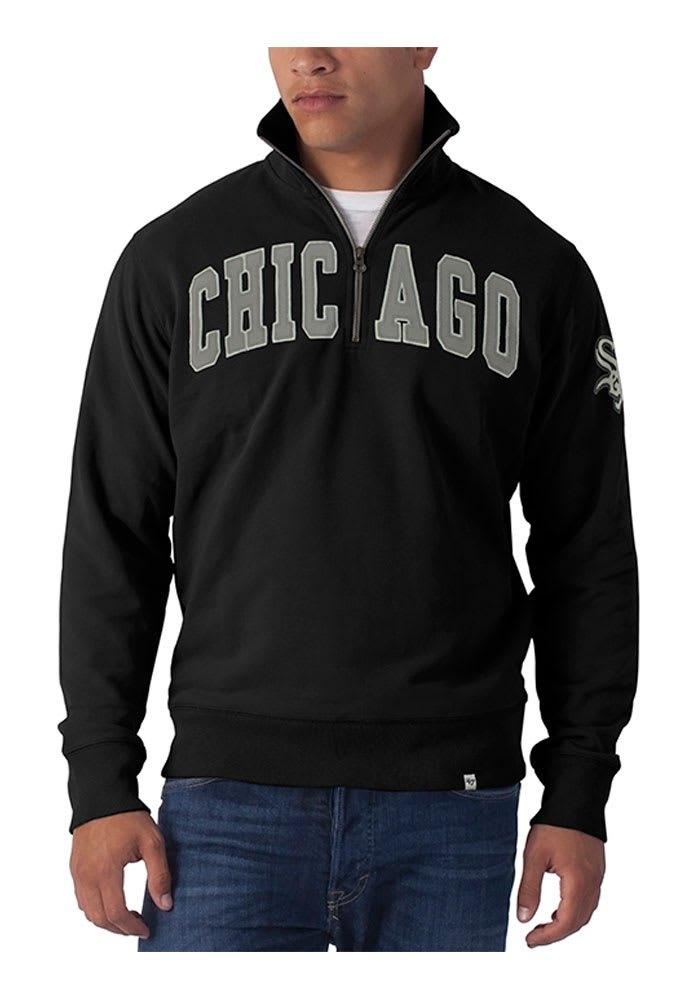 47 Chicago White Sox Mens Black Striker Long Sleeve 1/4 Zip Fashion Pullover