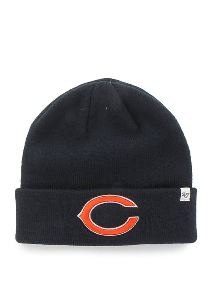 '47 Brand Chicago Bears Navy Blue Raised Cuffed Knit Hat