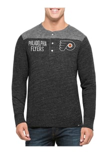 47 Philadelphia Flyers Black Neps Henley Long Sleeve Fashion T Shirt