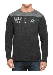47 Dallas Stars Black Neps Henley Long Sleeve Fashion T Shirt