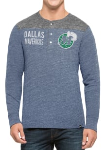47 Dallas Mavericks Black Neps Henley Long Sleeve Fashion T Shirt
