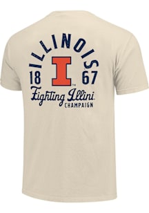 Illinois Fighting Illini Ivory Mascot Overlay Short Sleeve T Shirt