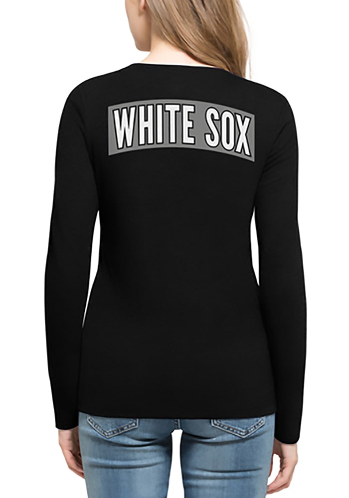 47 Chicago White Sox Womens Black Clutch Backer Long Sleeve T-Shirt
