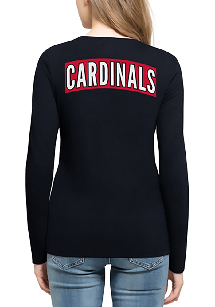 47 St Louis Cardinals Womens White Campus Arch Splitter 3/4 Raglan Long  Sleeve LS Tee
