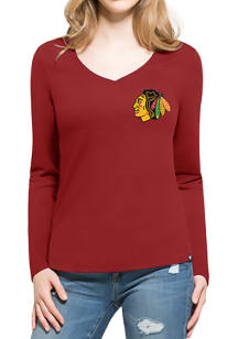 47 Chicago Blackhawks Womens Red Clutch Backer Long Sleeve T-Shirt