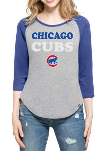 47 Chicago Cubs Womens Grey Club Raglan Long Sleeve Crew T-Shirt