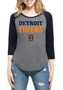 47 Detroit Tigers Womens Grey Club Raglan Long Sleeve Crew T-Shirt