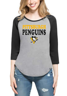 47 Pittsburgh Penguins Womens Grey Club Raglan Long Sleeve Crew T-Shirt