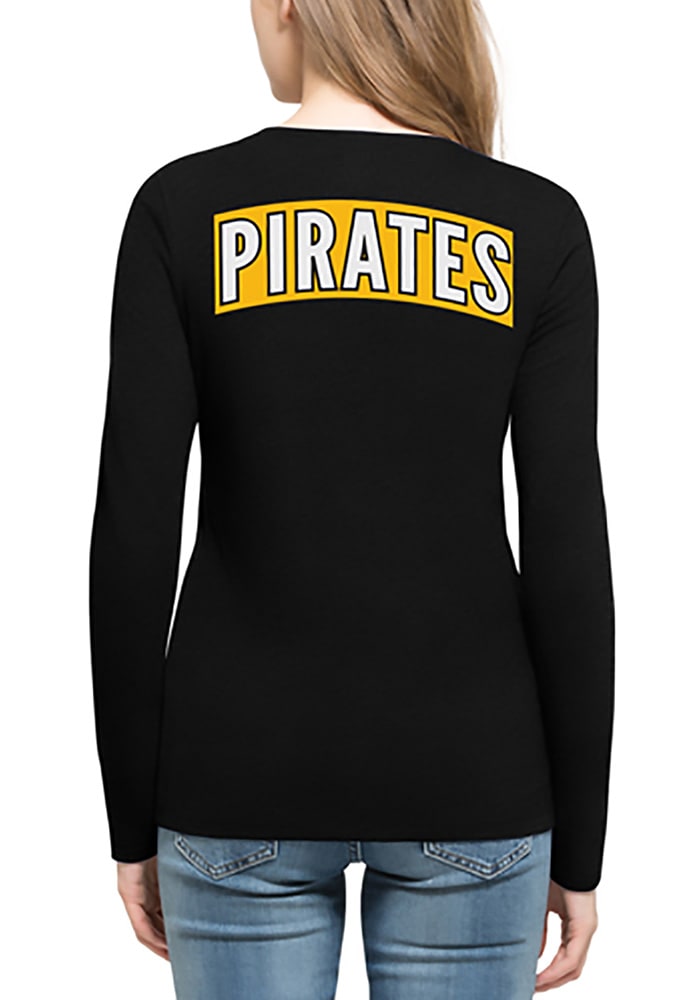 47 Pittsburgh Pirates Womens Black Clutch Backer Long Sleeve T-Shirt