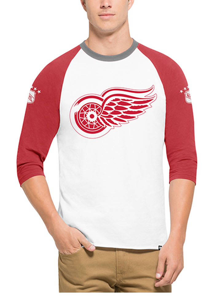 47 Detroit Red Wings White Veterans Raglan Long Sleeve Fashion T Shirt