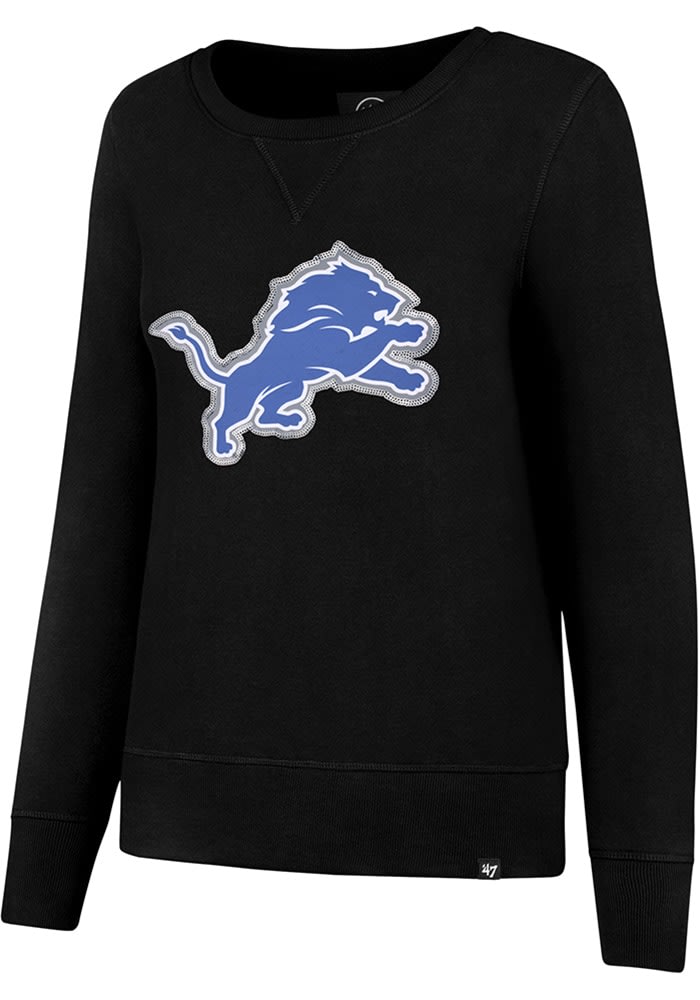 Women's Antigua White Detroit Lions Victory Crewneck Chenille