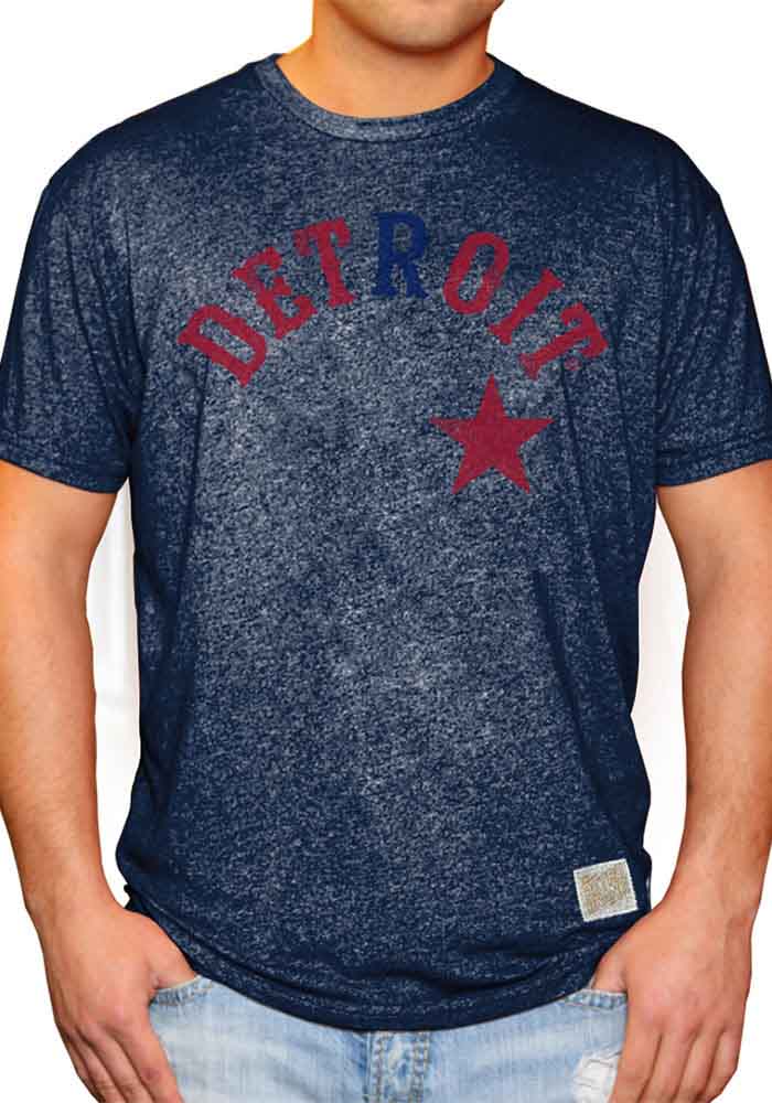 Original Retro Brand Detroit Stars Navy Blue Wordmark Short Sleeve Fashion T Shirt