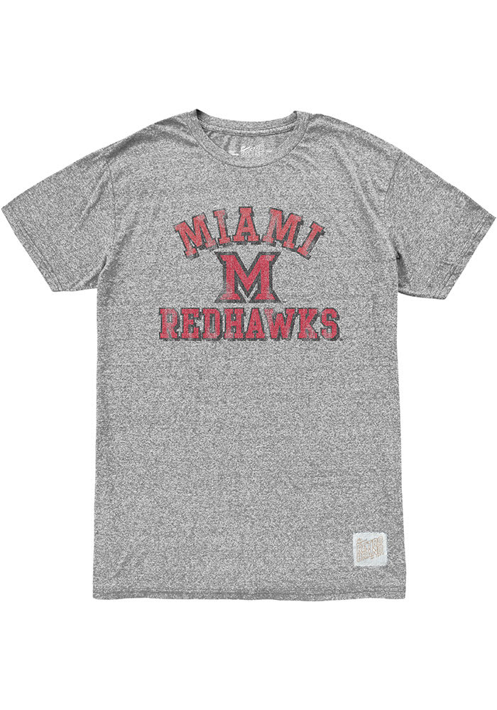 Original Retro Brand Miami RedHawks Grey Number One Short Sleeve Fashion T Shirt