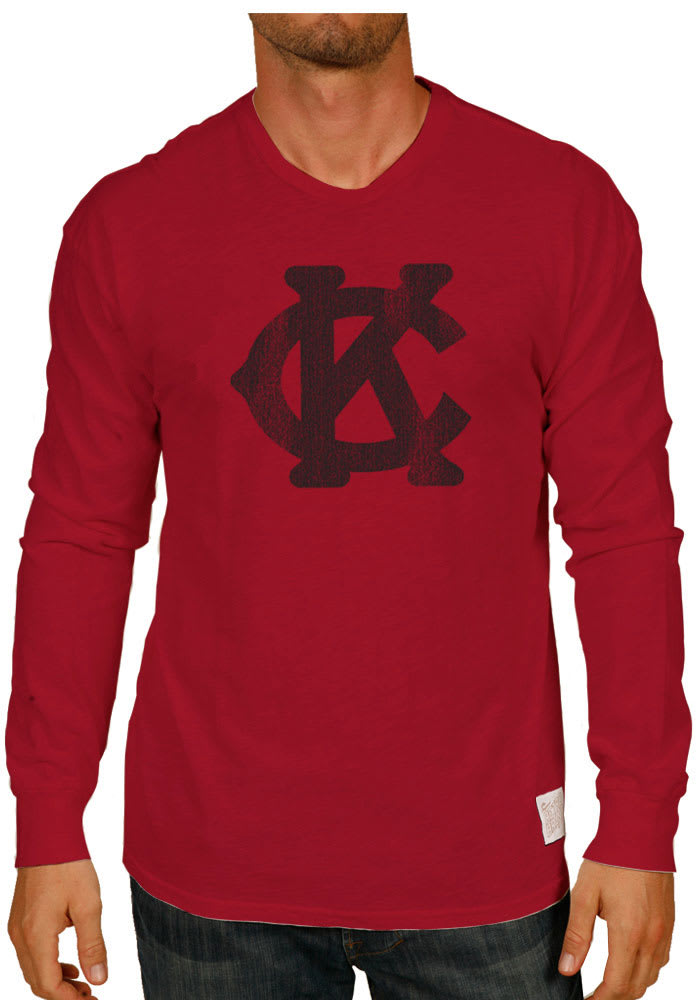 Original Retro Brand Kansas City Monarchs Red KC Logo Long Sleeve Fashion T Shirt