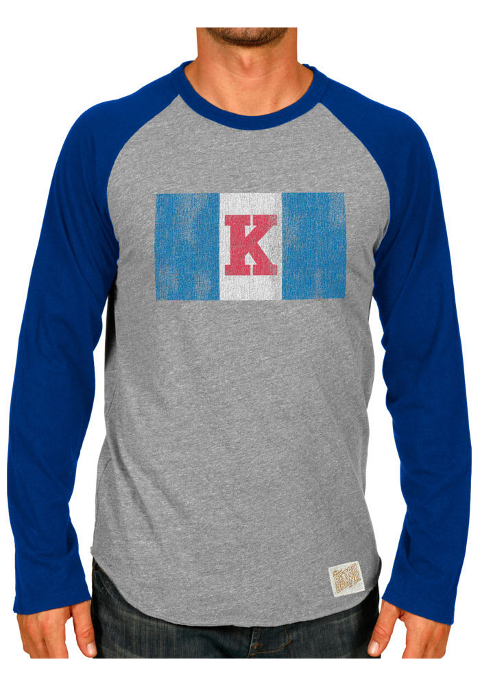 Original Retro Brand Kansas Jayhawks Grey Gameday Flag Long Sleeve Fashion T Shirt