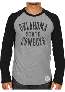 Original Retro Brand Oklahoma State Cowboys Grey Raglan Long Sleeve Fashion T Shirt