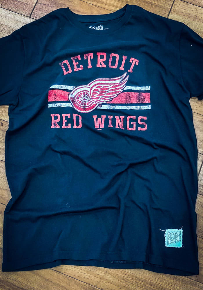 Detroit Red Wings Retro Brand Red Hockey Sticks Vintage Cotton T