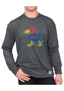 Original Retro Brand Kansas Jayhawks Grey 1929 Long Sleeve Fashion T Shirt