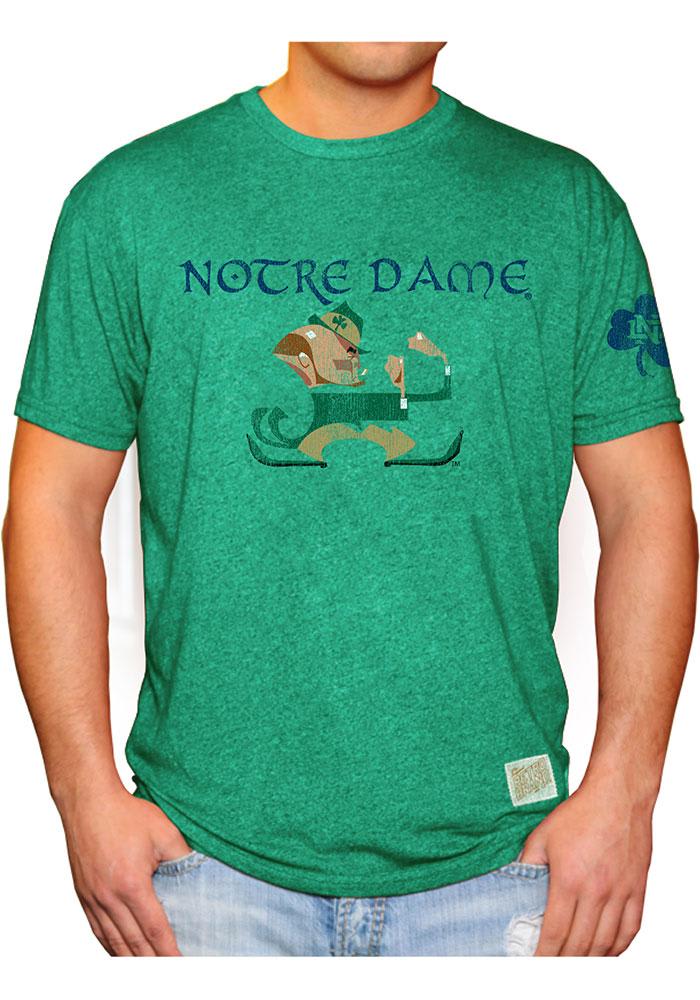Original Retro Brand Notre Dame Fighting Irish Green Logo Short Sleeve Fashion T Shirt