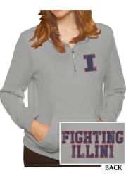 Illinois Fighting Illini Womens Grey Tri-Blend Fleece 1/4 Zip Pullover