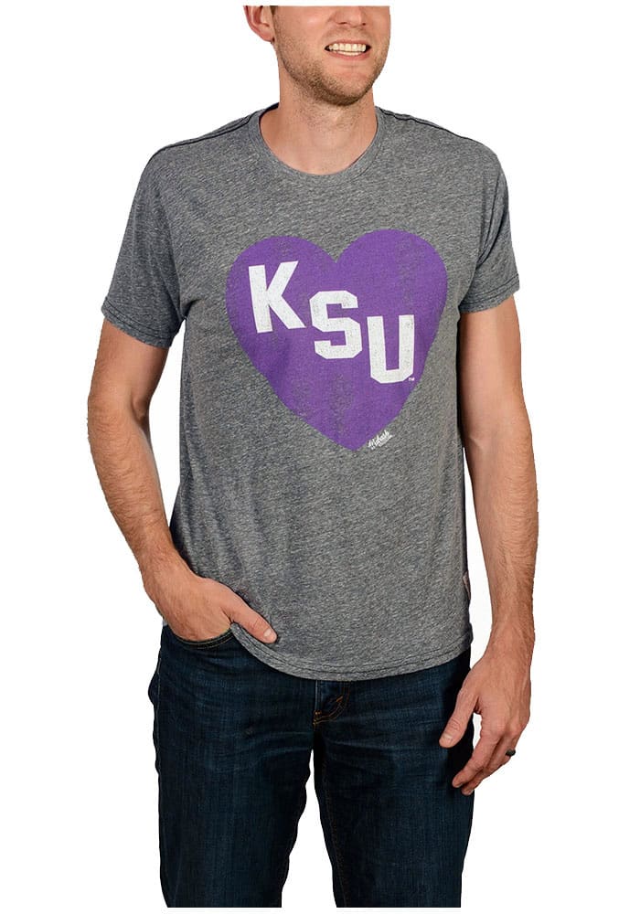 Original Retro Brand K-State Wildcats Grey Heart Short Sleeve Fashion T Shirt