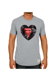 Original Retro Brand Texas Tech Red Raiders Grey Heart Short Sleeve Fashion T Shirt