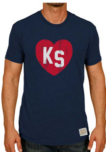 Original Retro Brand Kansas Navy Blue Heart Initials Short Sleeve T Shirt