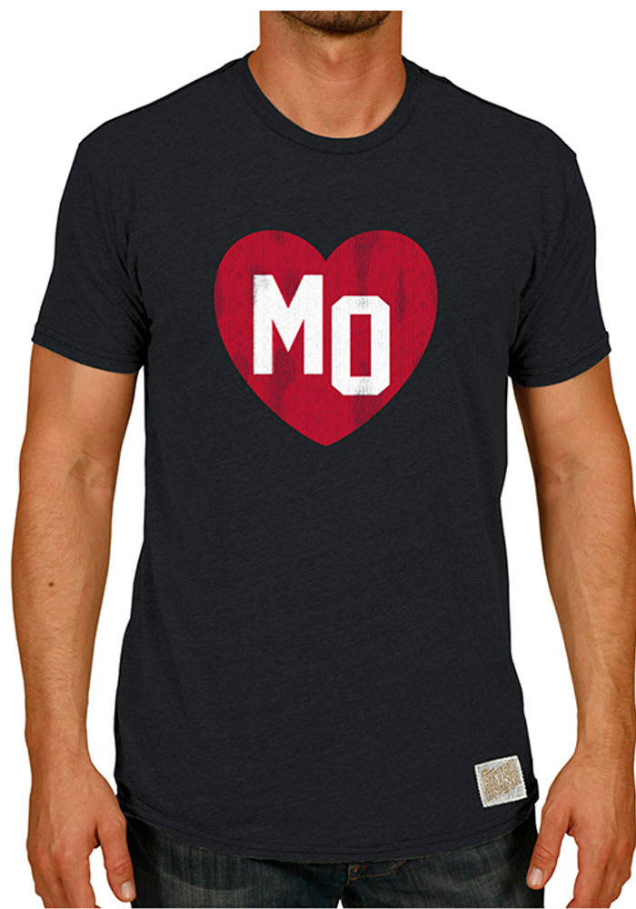 Original Retro Brand Missouri Black Heart Initials Short Sleeve T Shirt