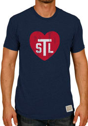 Original Retro Brand St Louis Navy Blue Heart Initials Short Sleeve T Shirt