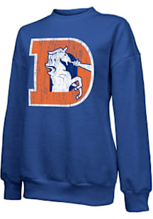 Denver Broncos Womens Blue Oversized Retro Crew Sweatshirt