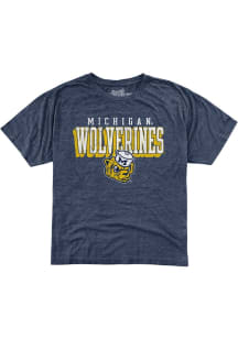 Toddler Michigan Wolverines Navy Blue Original Retro Brand Stacked Wordmark Short Sleeve T-Shirt