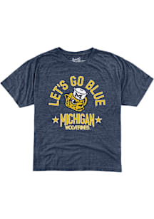 Original Retro Brand Michigan Wolverines Toddler Blue Arch Lets Go Blue Short Sleeve T-Shirt