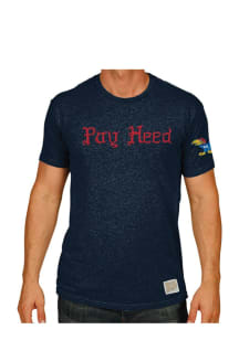 Original Retro Brand Kansas Jayhawks Navy Blue Pay Heed Short Sleeve Fashion T Shirt