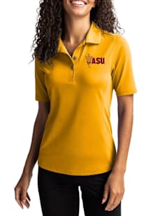 Cutter and Buck Arizona State Sun Devils Womens Gold Virtue Eco Pique Short Sleeve Polo Shirt
