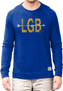 Original Retro Brand St Louis Blues Mens Blue Quad Blend Long Sleeve Crew Sweatshirt