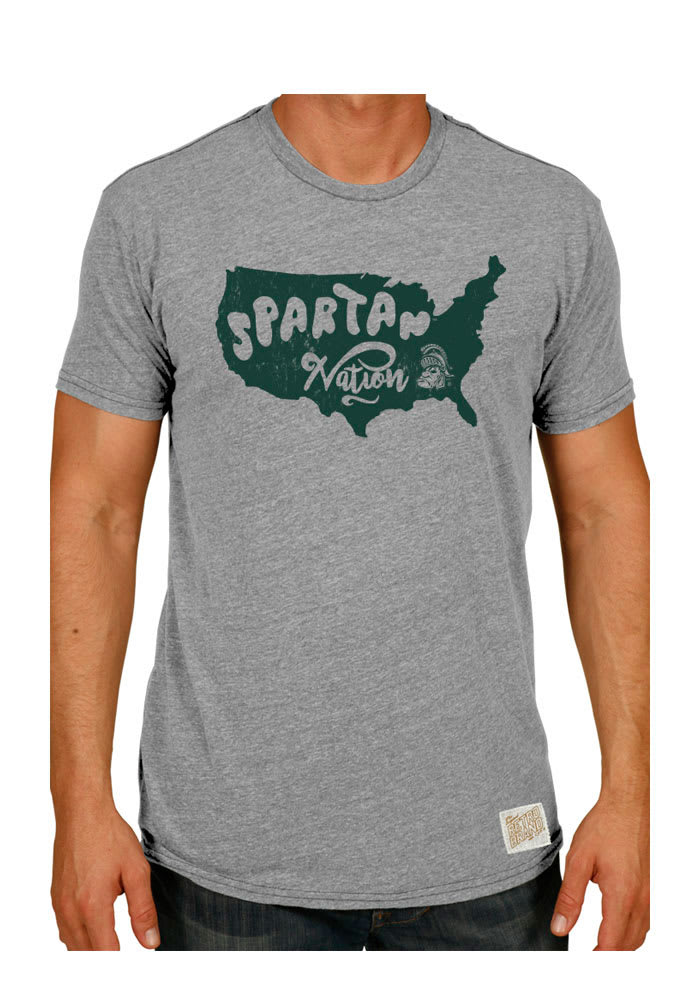 Original Retro Brand Michigan State Spartans Gray Spartan Nation Tee