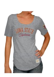 Original Retro Brand Iowa State Cyclones Womens Grey Streaky Scoop T-Shirt