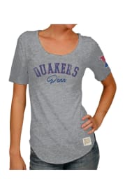 Original Retro Brand Pennsylvania Quakers Womens Grey Streaky Scoop T-Shirt