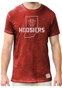 Original Retro Brand Indiana Hoosiers Red Oil Wash Short Sleeve Fashion T Shirt